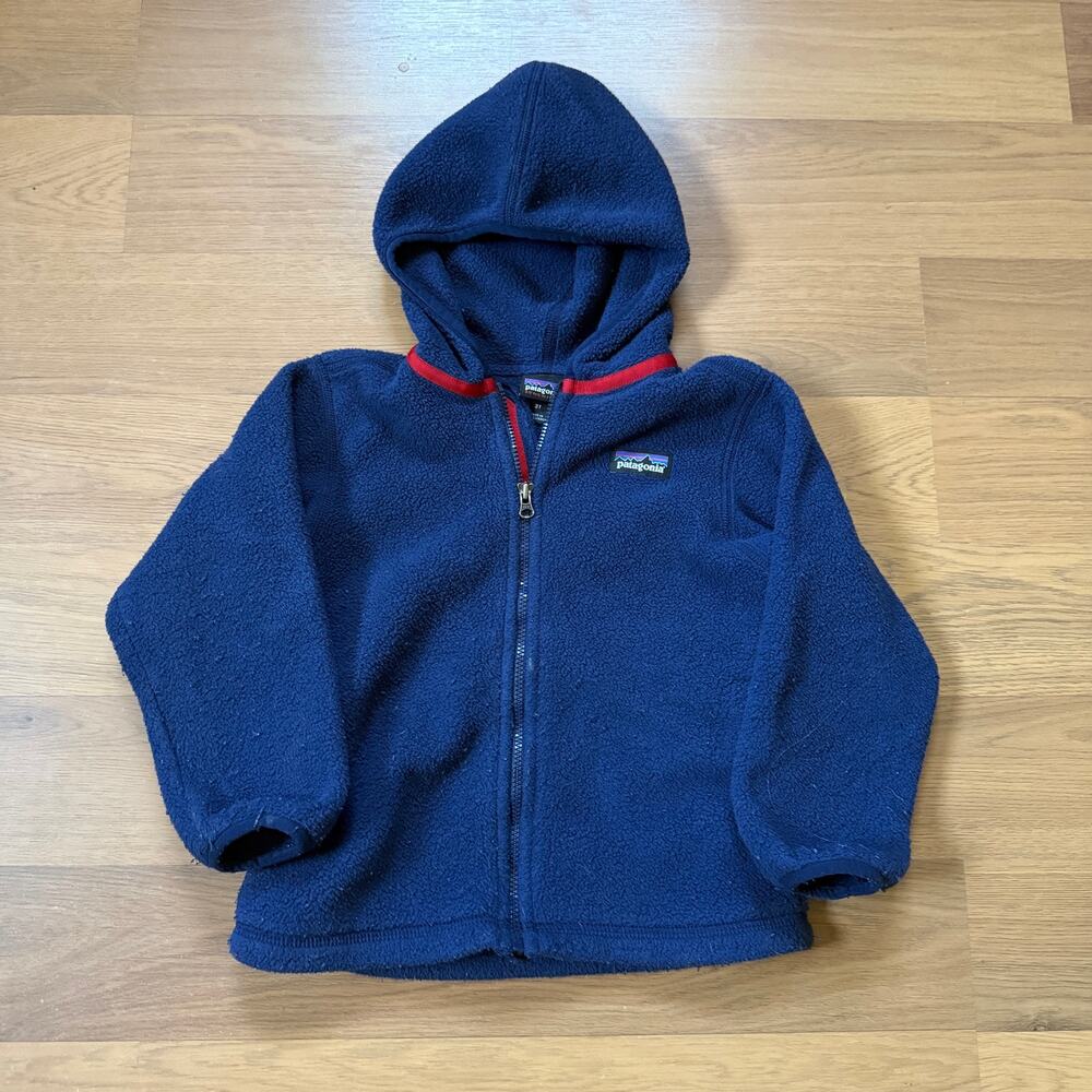 Baby Toddlers Patagonia Classic Navy Blue Synchilla Cardigan Fleece Jacket Sz 3T